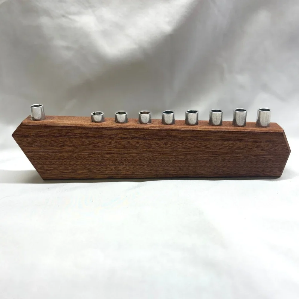 Unbranded Menorah Unisex OS Brown Good MCM Wood Metal Hanukkah Judaica
